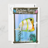 Byron Bay Australië reisposter. Briefkaart (Voorkant / Achterkant)