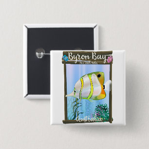 Byron Bay Australië reisposter. Vierkante Button 5,1 Cm