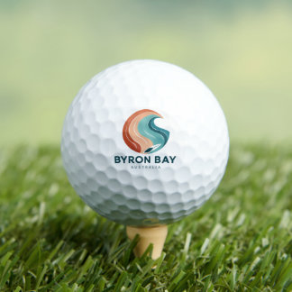 Byron Bay Australië Retro Wave Logo T-Shirt Vintag Golfballen