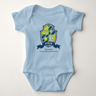 Byron jongens B naam & betekenis ridders schild Romper