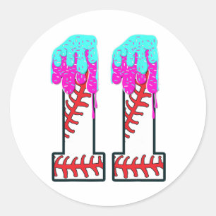 Bysebyll Drip 11 jaar oude 11e verjaardag jongen J Ronde Sticker