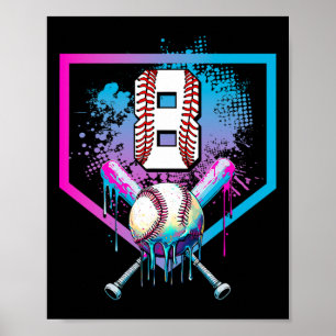 Bysebyll Drip 8e verjaardag Home Plate Jongens Jeu Poster