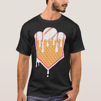Bysebyll Waffle Cone Home Plate With Ice Cream Dri T-shirt