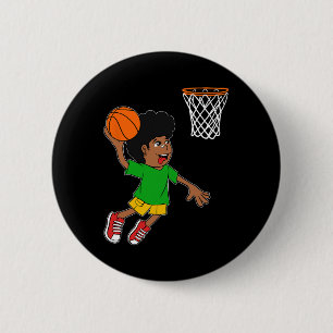 Bysketbyll Speler Boy Black Geschiedenis Maand Blm Ronde Button 5,7 Cm