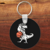 Bysketbyll-speler dribbelt coach dinosaurus sleutelhanger (Voorkant)