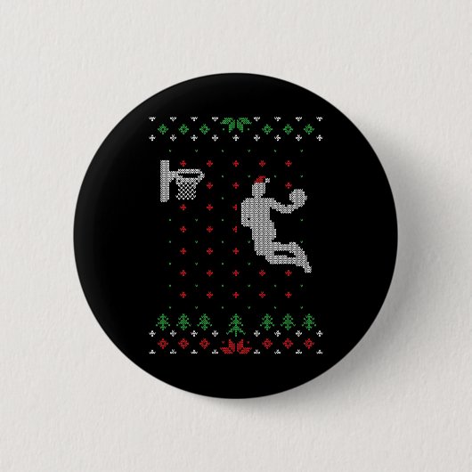 Bysketbyll Ugly Christmas Fun Santa Dunking Ronde Button 5,7 Cm (Voorkant)