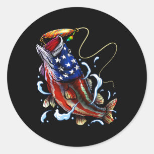 Byss Vissen Vis Amerikaanse Vlag Vader Vierde  Ronde Sticker