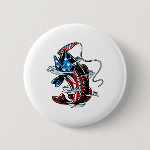 Byss Vist Amerikaanse Vlag Vis Grappige Vaderdag Ronde Button 5,7 Cm