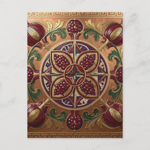 Byzantijns granaatappel druiven mozaïek gouden pan briefkaart