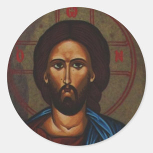 Byzantijns Grieks-orthodox icoon JEZUS CHRISTUS Ronde Sticker