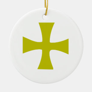 Byzantijns Kruis van Goud Keramisch Ornament