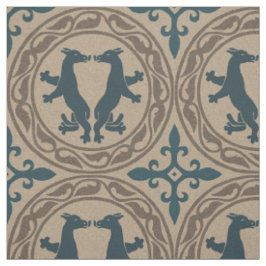 Byzantijnse beesten blauw en bruin stof