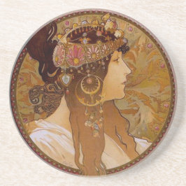 Byzantijnse brunette, Mucha Zandsteen Onderzetter