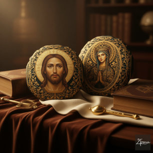 Byzantijnse Christus-icoon - Jezus Rond Kussen