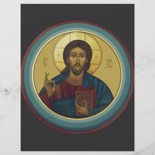 Byzantijnse Christus Pantocrator Ronde Mozaïek Kun Flyer (Voorkant)