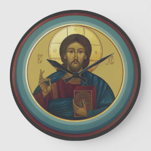 Byzantijnse Christus Pantocrator Ronde Mozaïek Kun Grote Klok