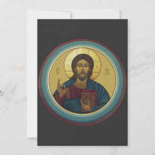 Byzantijnse Christus Pantocrator Ronde Mozaïek Kun Kaart