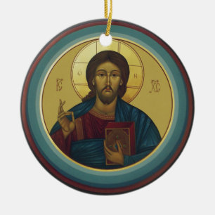Byzantijnse Christus Pantocrator Ronde Mozaïek Kun Keramisch Ornament