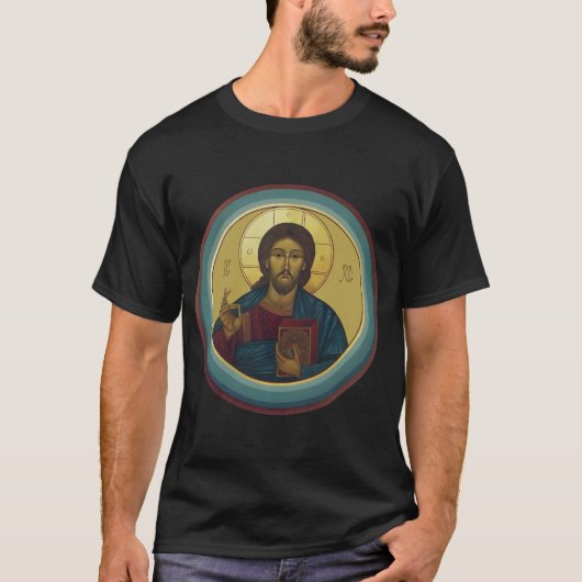 Byzantijnse Christus Pantocrator Ronde Mozaïek Kun T-shirt (Voorkant)
