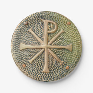 Byzantijnse kruissymbool metalen medallion history papieren bordje