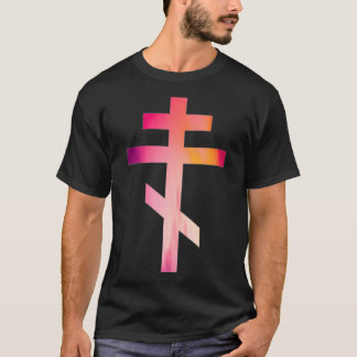 Byzantine Cross Russian Orthodo  Three Bar Cross  T-shirt