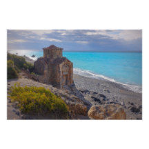 Byzantine-era Chapel op een strand op Kreta, Griek