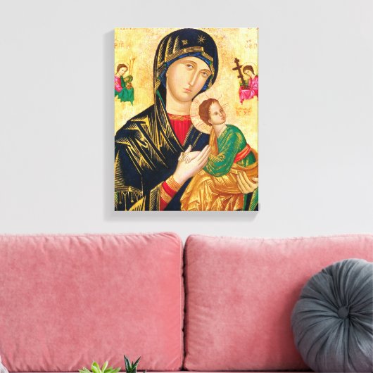 Byzantine Maagd Maria en Kind Icon Kerstmis Canvas Afdruk (Insitu (Woonkamer))