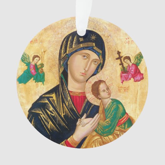 Byzantine Maagd Maria en Kind Icon Kerstmis Ornament (voorkant)