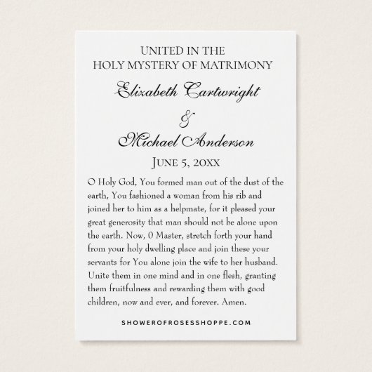 Byzantine Orthodox Eastern Rite Weddenschap Heilig Visitekaartje (Achterkant)