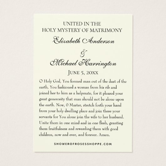 Byzantine Orthodox Eastern Rite Weddenschap Heilig Visitekaartje (Achterkant)