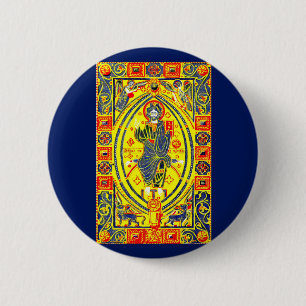 Byzantine volkskunst Jezus Ronde Button 5,7 Cm