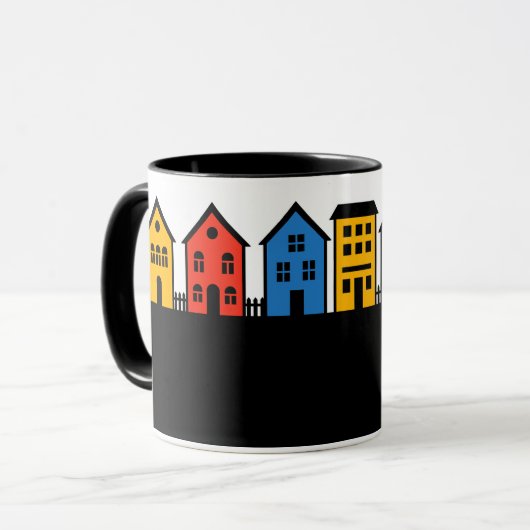 C02 - Tasse mit Dorf Kleinstadt Skyline Mok (Voorkant links)