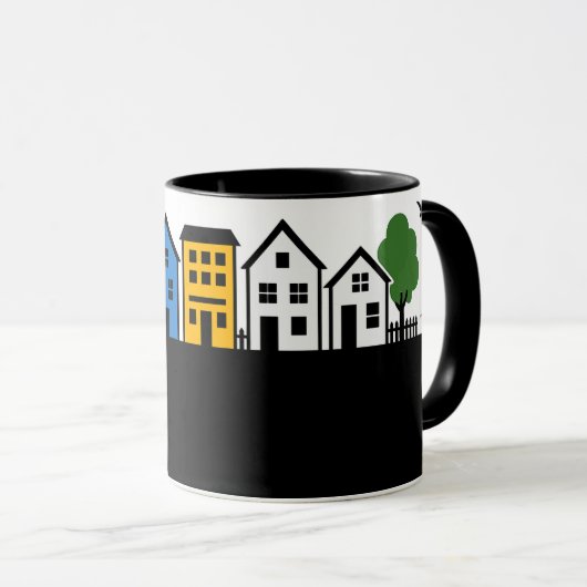 C02 - Tasse mit Dorf Kleinstadt Skyline Mok (Voorkant rechts)