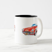C1 Red Vette Illustratie Two-Tone Koffee Mok (Voorkant rechts)