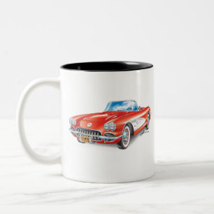C1 Red Vette Illustratie Two-Tone Koffee Mok