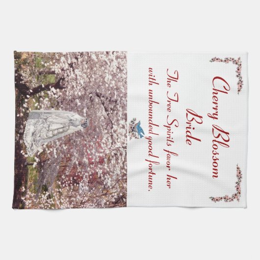 C23 Cherry Blossom Bride Tea Towel Theedoek (Horizontaal)