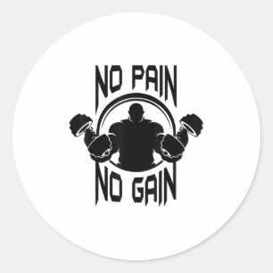 C386 Geen Pijn Geen Resultaat Fitness Motivatie Ronde Sticker