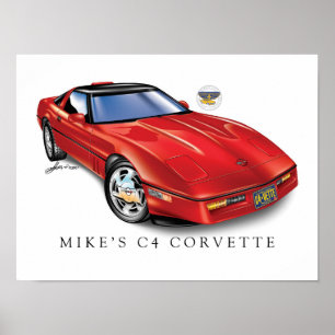 C4 Corvette afdruk, waardevol Poster papier (steen