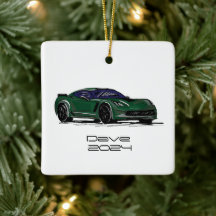 C7 Corvette Sportwagen Groene Hand Getrokken Schet