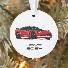 C7 Corvette Sportwagen Rode Hand getrokken Schets Ornament