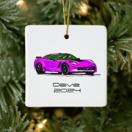 C7 Corvette Sportwagen Roze Hand getrokken Schets Keramisch Ornament
