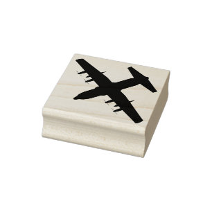 C-130 Hercules Airlift Plane Top Uitzicht Wood Sta Rubberstempel