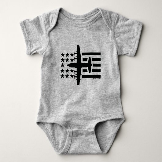 C-130 Hercules Black Jet Stars en Stripes Romper (Voorkant)