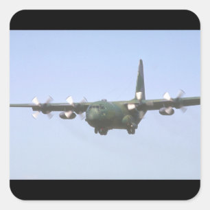 C-130 Hercules Transport_Militair Vliegtuig Vierkante Sticker