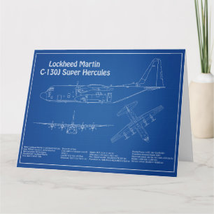 C-130 Hercules - Vliegtuigblauwdruk Plannen AD Bedankkaart