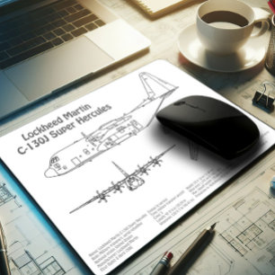 C-130 Hercules - Vliegtuigblauwdruk Plannen AD Muismat