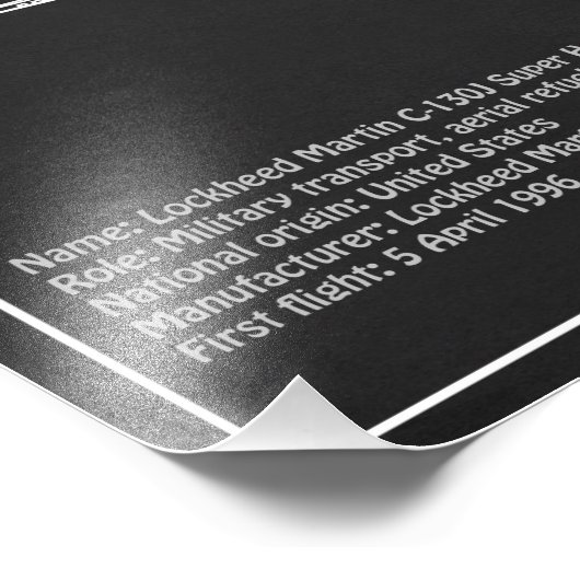 C-130 Hercules - Vliegtuigblauwdruk Plannen PD Foto Afdruk (Hoek)