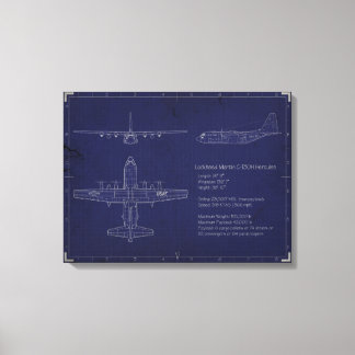 C-130H Blauwdruk op Canvas Afdruk