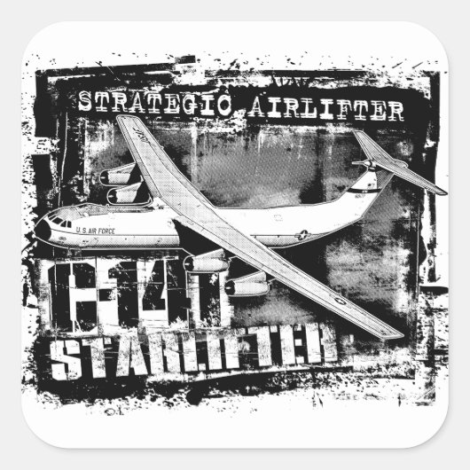C-141 Starlifter Vierkante Sticker Sticker (Voorkant)