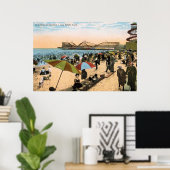  C 1910 Beach scène Long Beach CA Poster (Thuiskantoor)